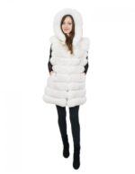 Gilet volpe bianco sfumata 48 con tasche e chiusura ganci pelliccia