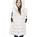 Gilet volpe bianco sfumata 48 con tasche e chiusura ganci pelliccia