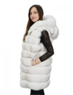 Gilet volpe bianco sfumata 48 con tasche e chiusura ganci pelliccia