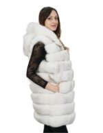 Gilet volpe bianco sfumata 48 con tasche e chiusura ganci pelliccia