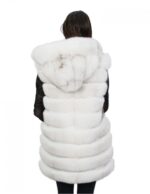 Gilet volpe bianco sfumata 48 con tasche e chiusura ganci pelliccia