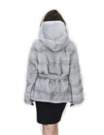 Zaffiro cappuccio 46 cappotto pelliccia visone orizzontale coulisse fondo e polsi