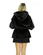 Cappotto in visone con lavorazione a pelle trasportata con bottone gioiello al collo 46 second life