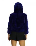 Nerzjacke horizontales Fell lila 46 Kapuze 54cm Dreiviertelärmel – Bild 6