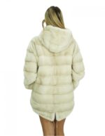 Cappotto mongomery 76 cm pelliccia visone perla 48 coulisse vita e fondo cappuccio