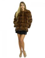 Cappotto 44-50 lungo 72 cm visone veste comodo pelle intera cappuccio tasche interne laterali chiusura ganci interni