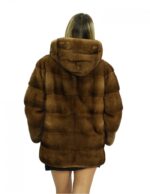 Cappotto 44-50 lungo 72 cm visone veste comodo pelle intera cappuccio tasche interne laterali chiusura ganci interni