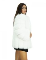 72 cm long coat 42 in vertical white fox long sleeves external pockets and chanel collar - Image 3