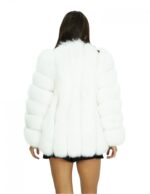 72 cm long coat 42 in vertical white fox long sleeves external pockets and chanel collar - Image 6