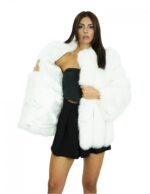 72 cm long coat 42 in vertical white fox long sleeves external pockets and chanel collar - Image 7