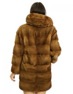 Coat 78 cm 44 dark gold mink fur with hood long sleeves side pockets - Image 6