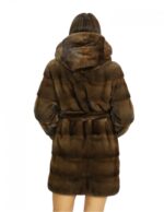 Пальто 50 длинный, мех 84 см, мех норки, полумех, меховая подкладка, застежка на капюшоне, внутренние крючки и меховой пояс — изображение 5