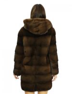 Visone 48 demi cappotto pelliccia a pelle intera e maniche lunghe cappuccio foderato in pelliccia chiusura ganci