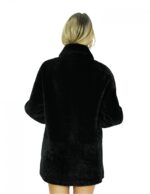 Cappotto montone lungo 78 cm 56 nero con collo pistagna maniche lunghe chiusura bottoni e tasche a boccale