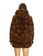 Cappotto 44 lungo 74 centimetri pelliccia di visone gold scuro con cappuccio foderato pelliccia visone e chiusura ganci