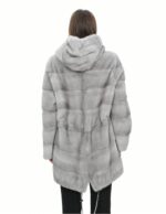 Parka Mantel 50 Saphirfell Nerz Kapuze Kordelzug Langarm Taille – Bild 6