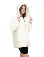 Beige 50 Daunenjacke mit Kapuze, Reißverschluss, Außentaschen – Bild 4