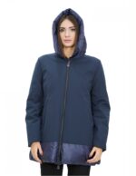Giacca piumino blu 56 con cappuccio chiusura zip tasche esterne