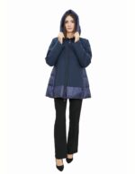 Giacca piumino blu 64 con cappuccio chiusura zip tasche esterne