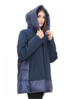 Giacca piumino blu 56 con cappuccio chiusura zip tasche esterne