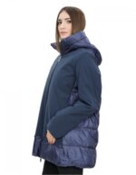 Giacca piumino blu 56 con cappuccio chiusura zip tasche esterne