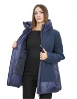 Giacca piumino blu 52 con cappuccio chiusura zip tasche esterne