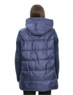 Blaue 60er Daunenjacke mit Kapuze, Reißverschluss, Außentaschen – Bild 6