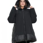 Giacca piumino nero 62 con cappuccio chiusura zip tasche esterne