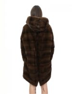 Parka Mantel 50 scanbrown Pelz Nerz mit Kapuze Kordelzug Taille langarm – Bild 6
