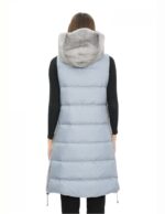 Gilet 94 cm grigio zaffiro visone orizzontale donna 50 pelliccia cappuccio coulisse