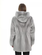 Sapphire mink fur coat 48 full leather hood with zip on the sides and hooks - Image 6