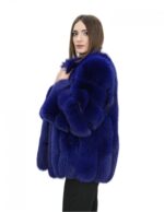 Cappotto lungo 72 cm in volpe blu 44 con lavorazione verticale con maniche lunghe tasche esterne collo chanel