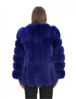 Cappotto lungo 72 cm in volpe blu 44 con lavorazione verticale con maniche lunghe tasche esterne collo chanel