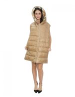Smanicato gilet reversibile 50 marrone in lana con fantasia a quadri da un lato e dall'altro in piumino