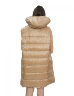 Smanicato gilet reversibile 50 marrone in lana con fantasia a quadri da un lato e dall'altro in piumino