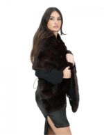 188 cm long demi fur mink stole with three-quarter sleeves and drawstring - Image 4