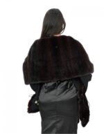 188 cm long demi fur mink stole with three-quarter sleeves and drawstring - Image 6