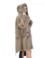 Coat 52 reversible hazelnut mink one-piece and waterproof fabric long sleeve zip 86 cm long - Image 4