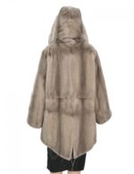 Coat 52 reversible hazelnut mink one-piece and waterproof fabric long sleeve zip 86 cm long - Image 6