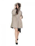 Coat 52 reversible hazelnut mink one-piece and waterproof fabric long sleeve zip 86 cm long - Image 11