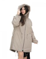 Coat 52 reversible hazelnut mink one-piece and waterproof fabric long sleeve zip 86 cm long - Image 8
