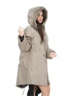 Coat 52 reversible hazelnut mink one-piece and waterproof fabric long sleeve zip 86 cm long - Image 10