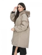 Coat 52 reversible hazelnut mink one-piece and waterproof fabric long sleeve zip 86 cm long - Image 9