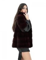 Burgundy 42 mink fur sleeveless collar short sleeve - Image 4
