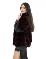 Burgundy 42 mink fur sleeveless collar short sleeve - Image 3