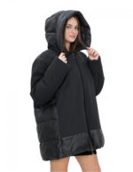 Giacca piumino nero 54 con cappuccio chiusura zip tasche esterne