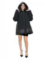 Schwarze 56er Daunenjacke mit Kapuze, Reißverschluss, Außentaschen – Bild 5