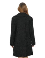 Cappotto persiano swakara nero 44 con cintura in pelliccia collo petto e bavero manica lunga
