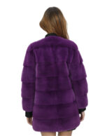Lila Nerzpelzmantel 82 cm 42 Frau horizontaler Kragen Chanel 3/4 Ärmel – Bild 6