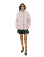 Pink mink jacket soft fur 46 neck pistagna long sleeve closure hooks - Image 5